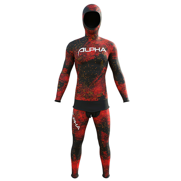 Spearfishing wetsuits CAMO red smooth skin camouflage