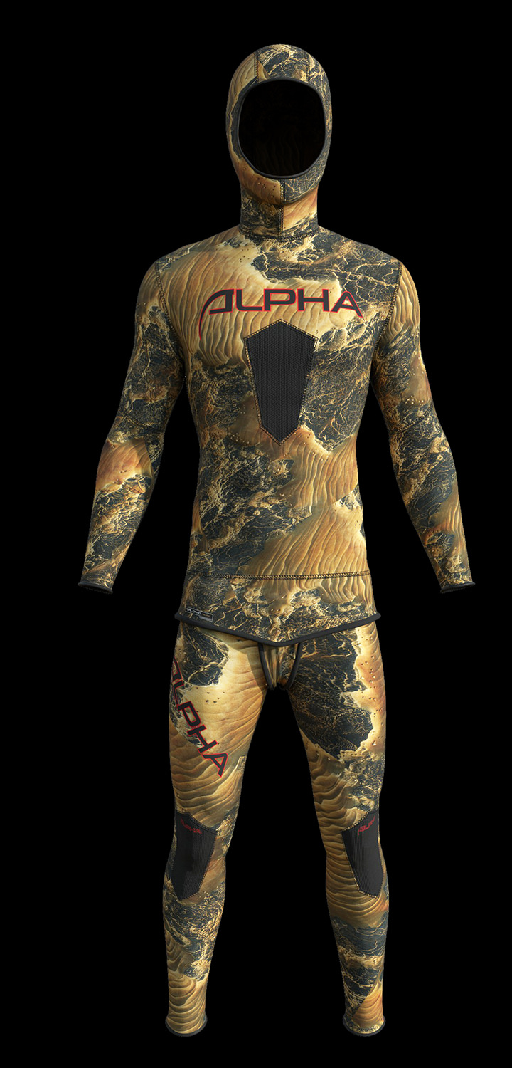 camouflage wet suit spearfishing